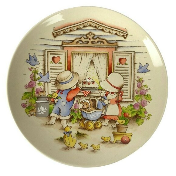 Watkins Country Kids Collector Dessert Plates Vintage 1990s Set Of 4 Decorative - Picture 8 of 9